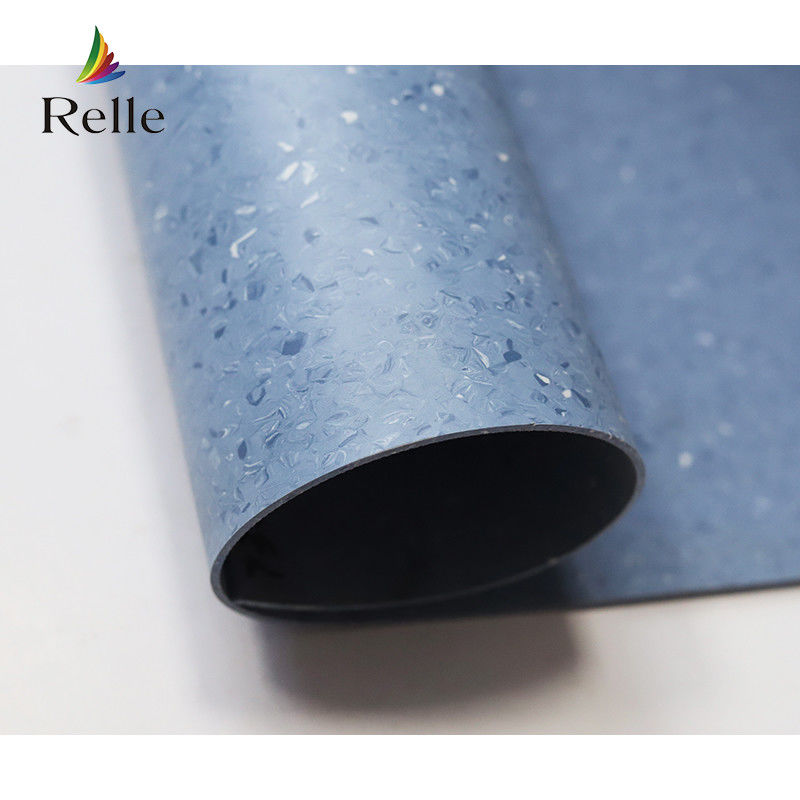 Relle Blue and White Granite Homogeneous Antibacterial Vinyl Flooring Roll with PUR Coating