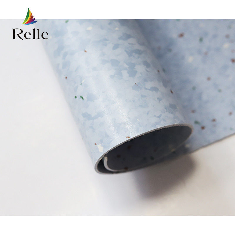 Relle Blue and White Granite Homogeneous Antibacterial Vinyl Flooring Roll with PUR Coating