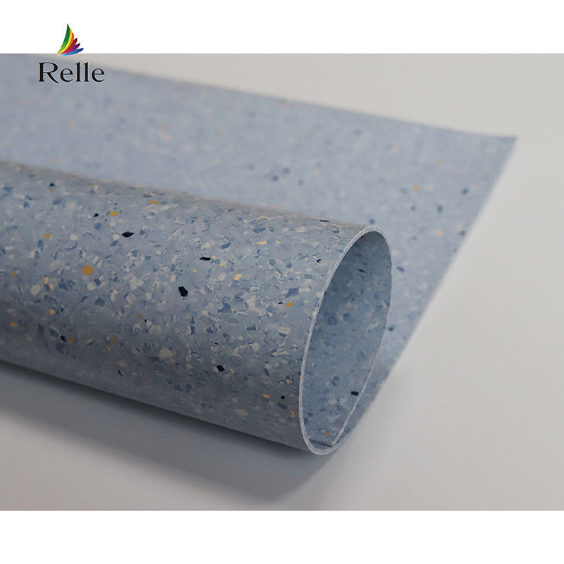 Relle Blue and White Granite Homogeneous Antibacterial Vinyl Flooring Roll with PUR Coating