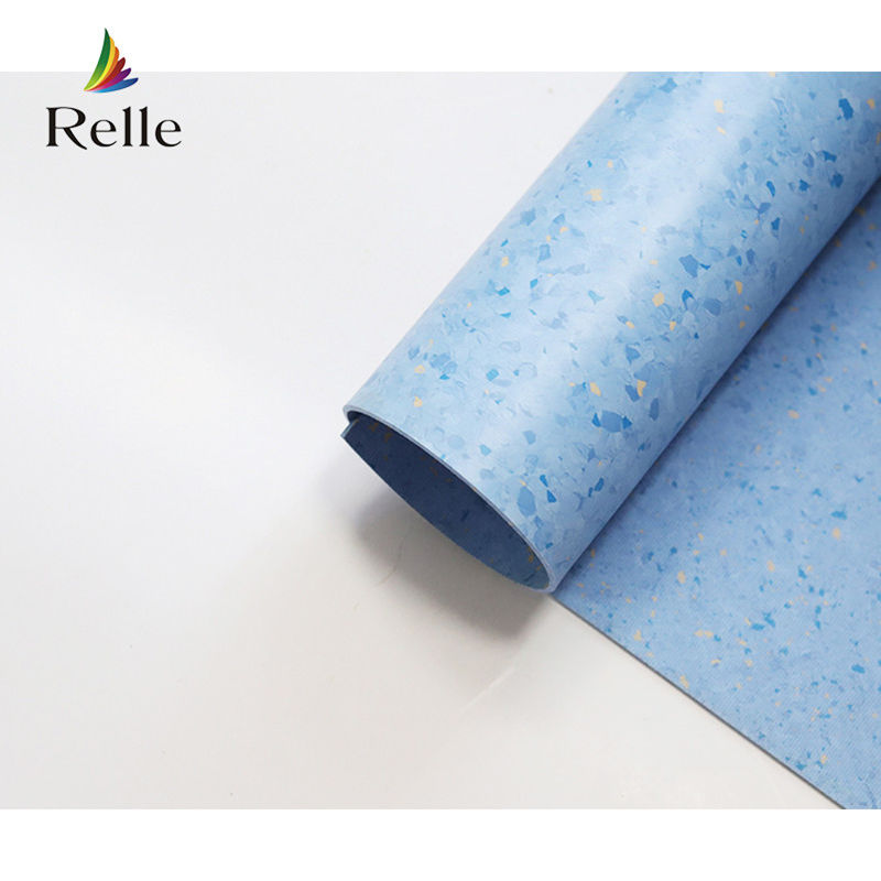 Relle Blue and White Granite Homogeneous Antibacterial Vinyl Flooring Roll with PUR Coating