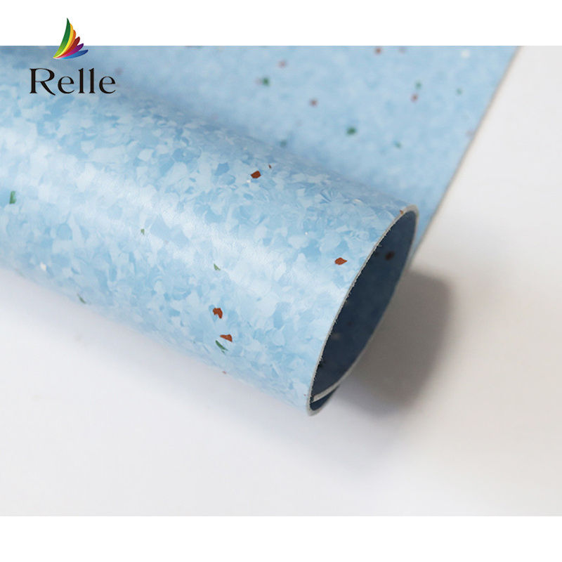 Relle Blue and White Granite Homogeneous Antibacterial Vinyl Flooring Roll with PUR Coating