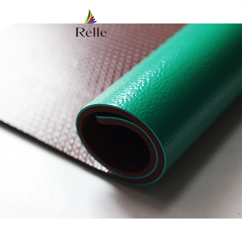 Indoor Green Synthetic Badminton Court Flooring Roll Mat With PVC And Limestone By Relle