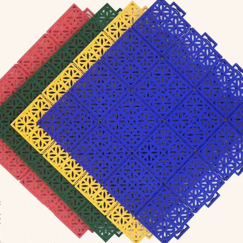 Blue PP Interlocking Sports Flooring 3.5mm 4.5mm 6mm Outdoor Sports Interlocking Tiles