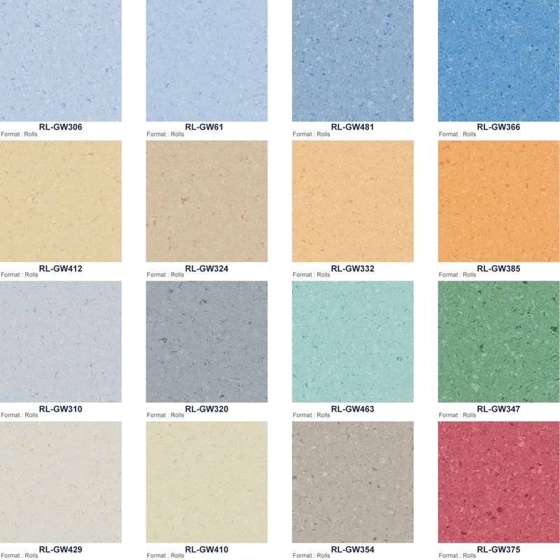 Anti Slip Relle Flooring Bacterial Protection Homogeneous Vinyl Floor For Hospitals
