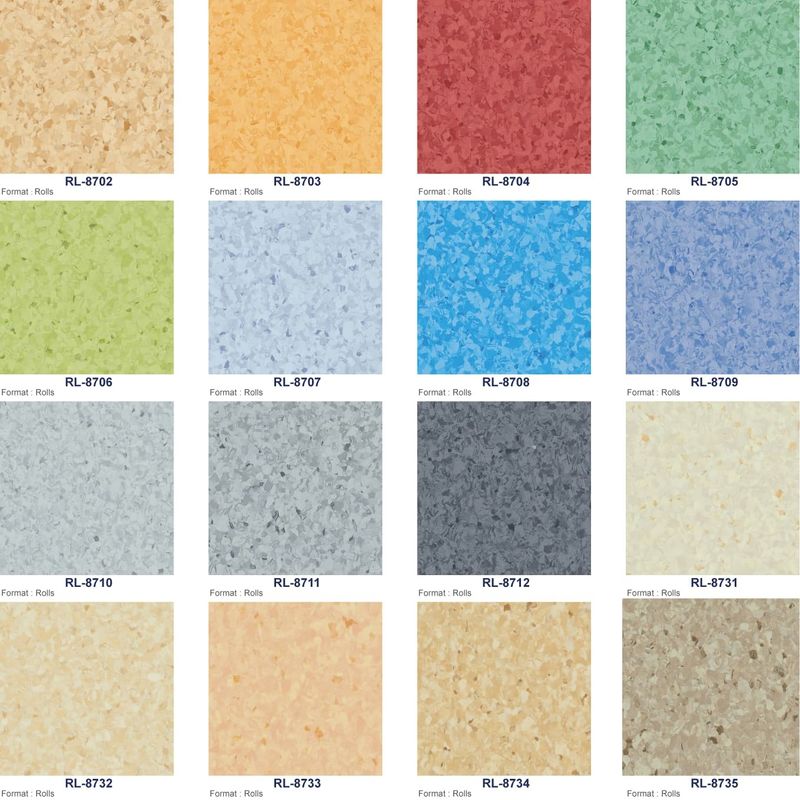 Dryback Homogeneous Flooring 2mm Laboratory Vinyl Flooring Blue Yellow Green