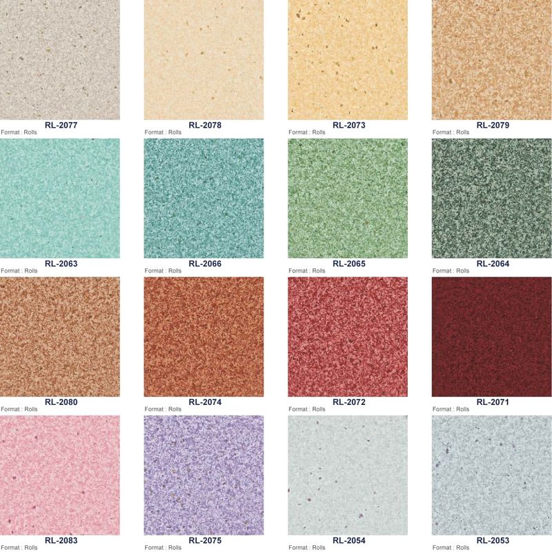 PUR Coating Red Cherry 20m Homogeneous Floor Homogeneous Sheet Vinyl For School