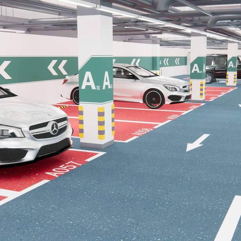 Relle Carborundum Safety Flooring for Commercial Parking (Anti-Slip Compression-Resistant Easy-Clean)